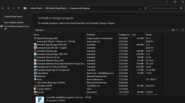 appwizcpl run command