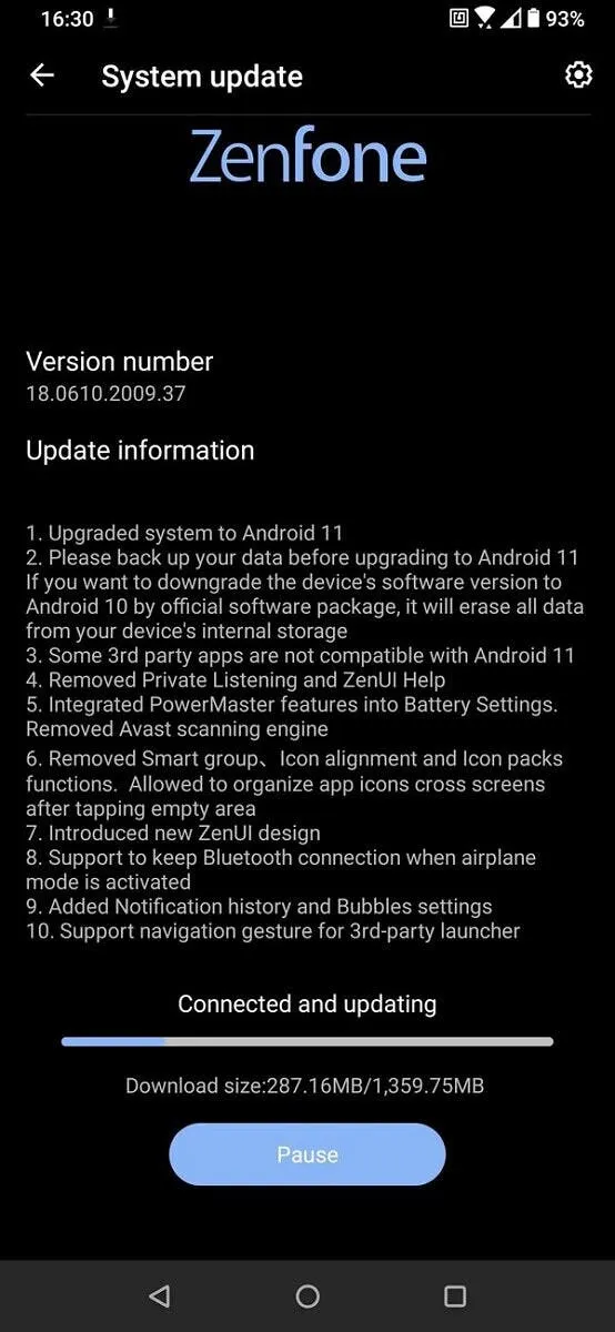 asus zenfone 6 android 11 beta
