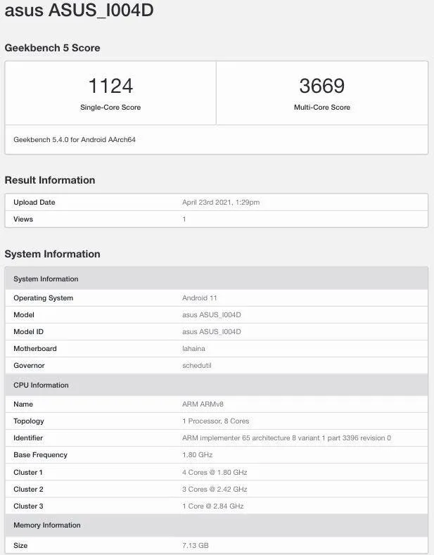 asus zenfone 8 pro asus i004d geekbench