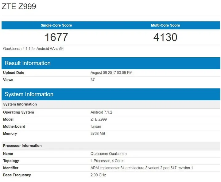 axon m zte z999 geekbench