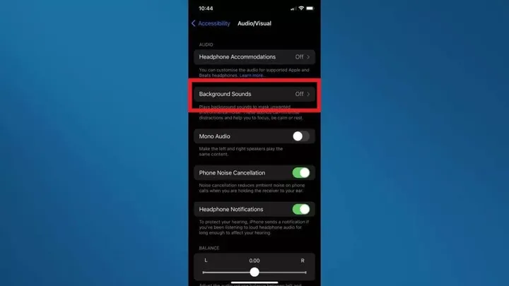 background sounds in ios 15 step 4