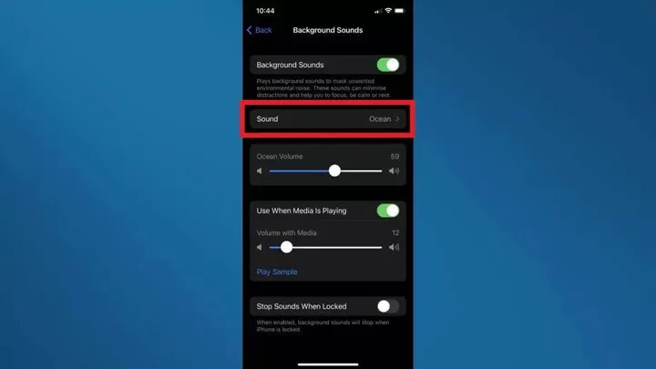 background sounds in ios 15 step 6