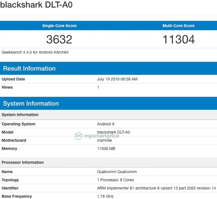black shark 2 pro geekbench