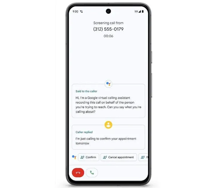 call screen on google pixel 8 pro