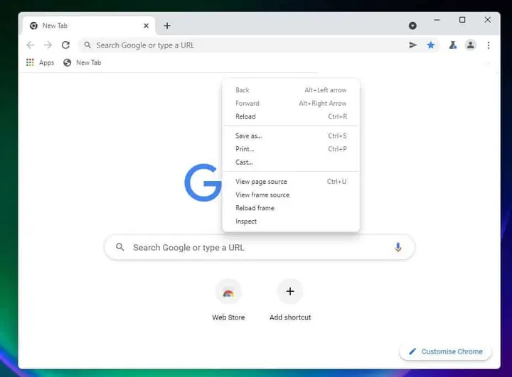 chrome context menu