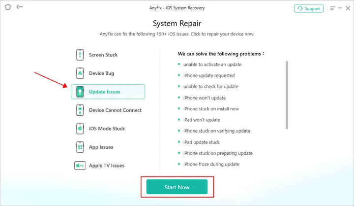 click on update issues