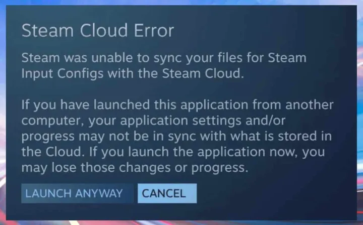 cloud sync error on steam deck