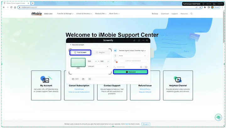 configure and start recording