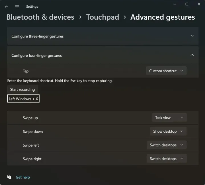 custom gesture