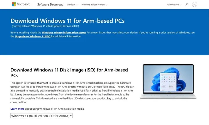 download windows 11 iso for arm pcs
