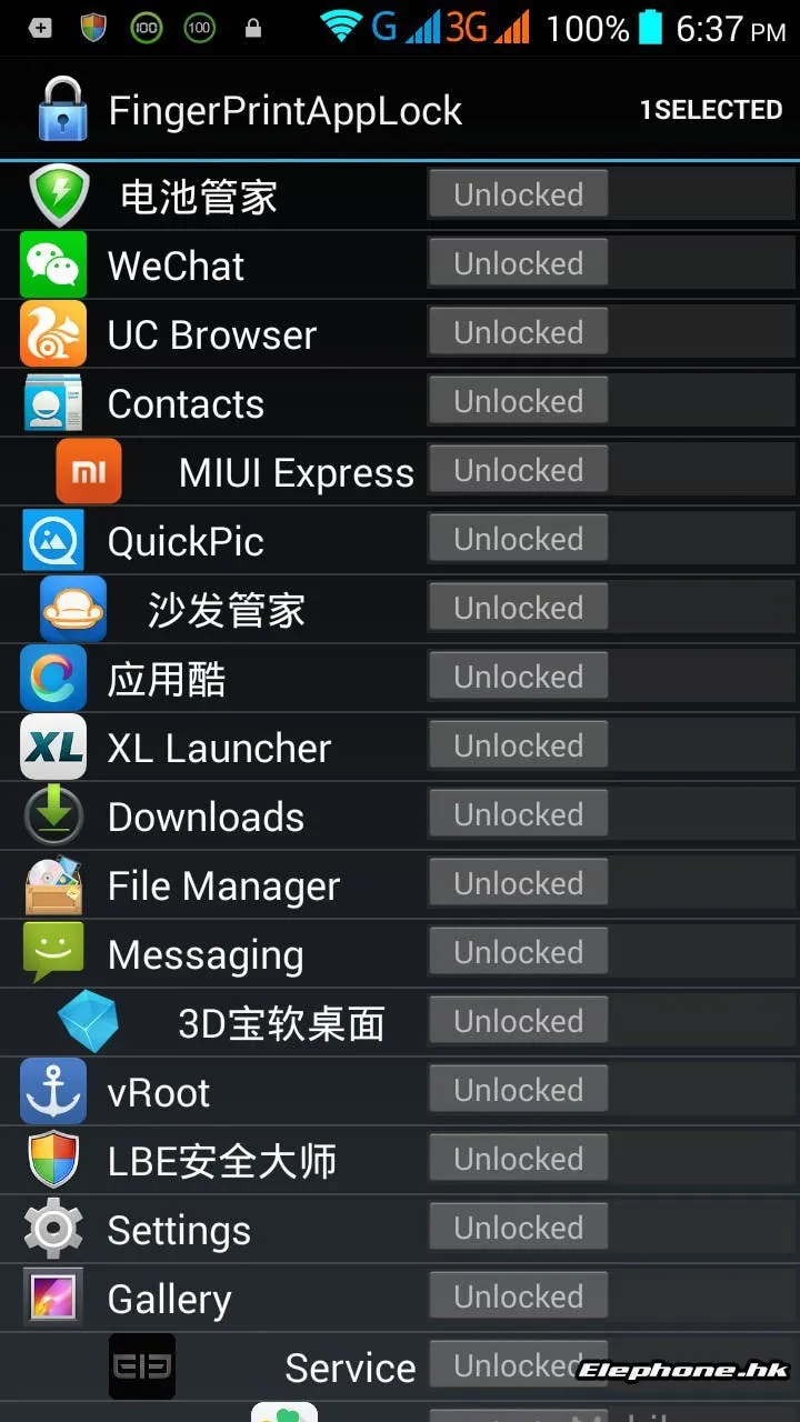 elephone finger print scanner 2