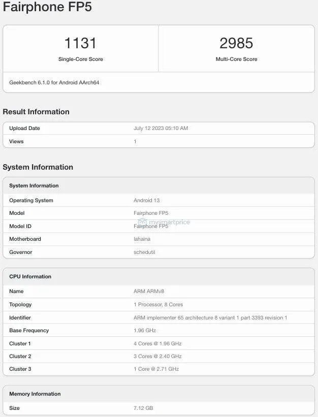 fairphone 5 geekbench