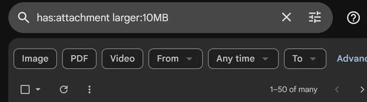 finding emails by size on gmail