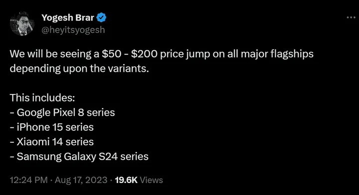 flagship phone price jump