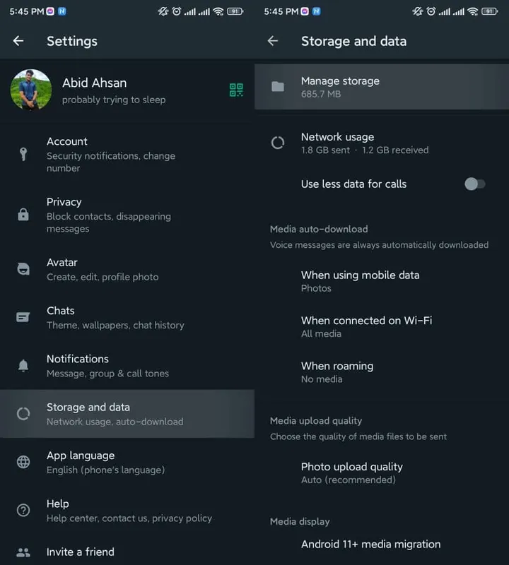 free up storage from whatsapp
