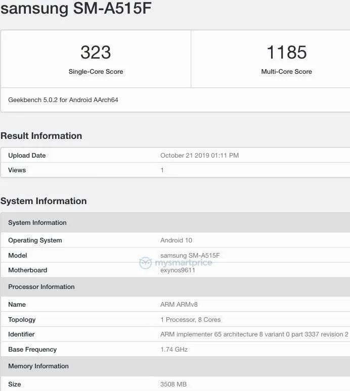 galaxy a51 geekbench