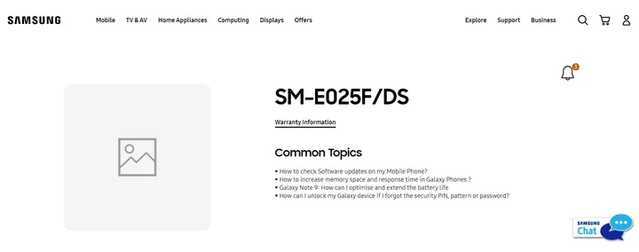 galaxy e02 support page