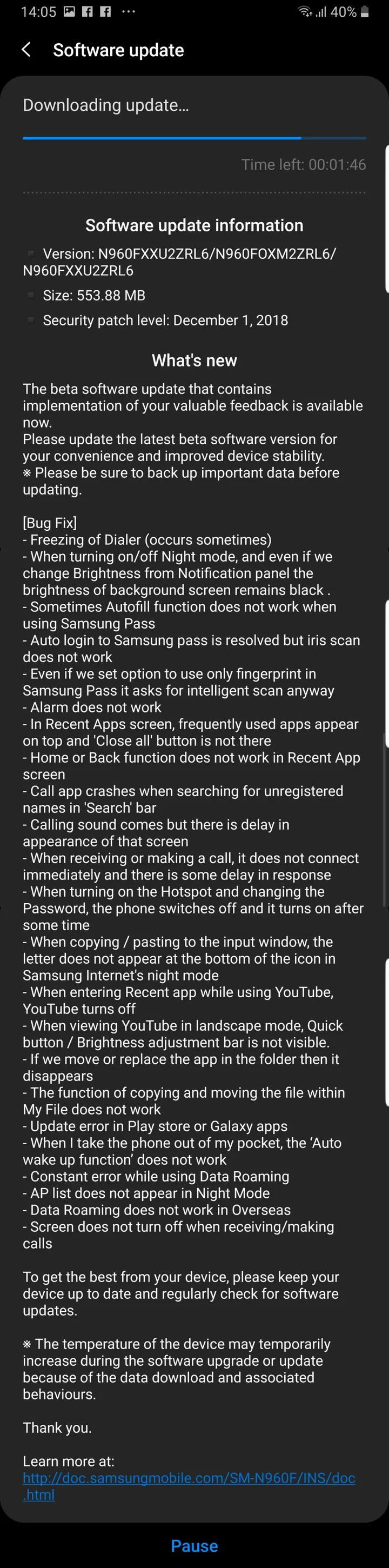 galaxy note 9 pie second update