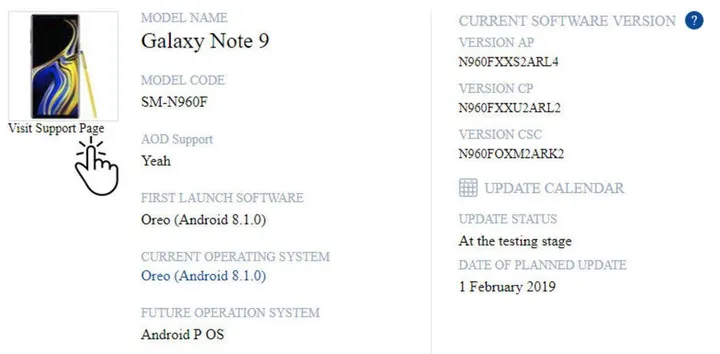 galaxy note 9 update
