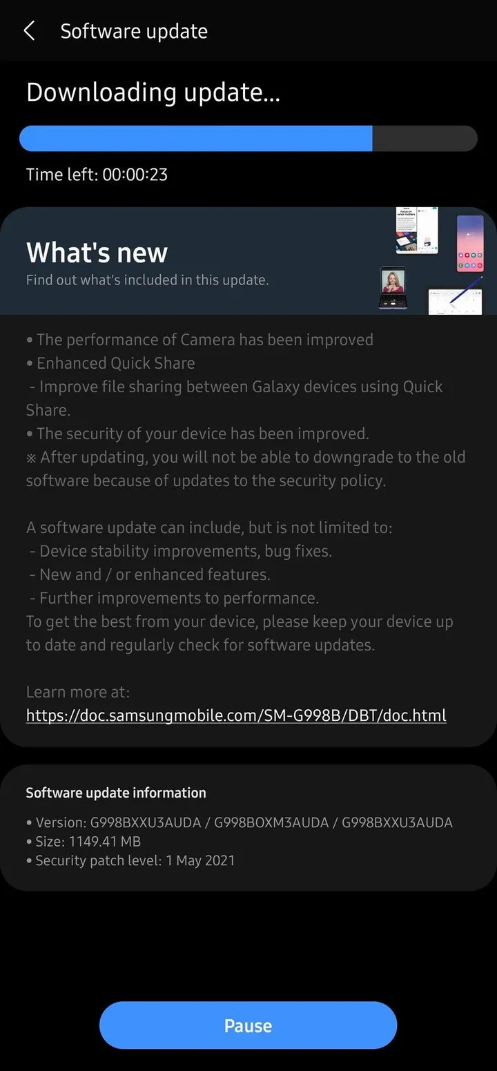 galaxy s21 may security patch changelog