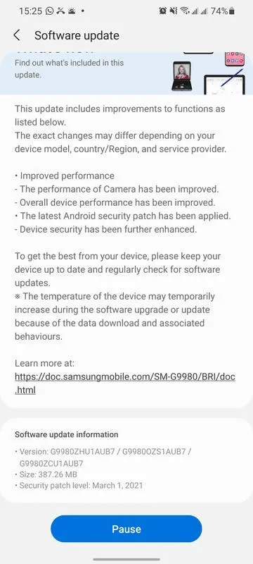 galaxy s21 ultra march 2021 security patch