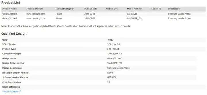 galaxy xcover 5 bluetooth