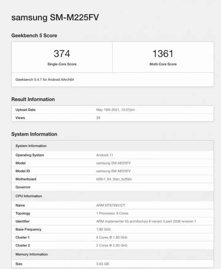 galaxym22 specs
