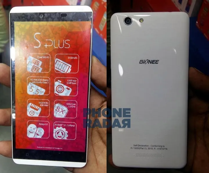 gionee s plus leak