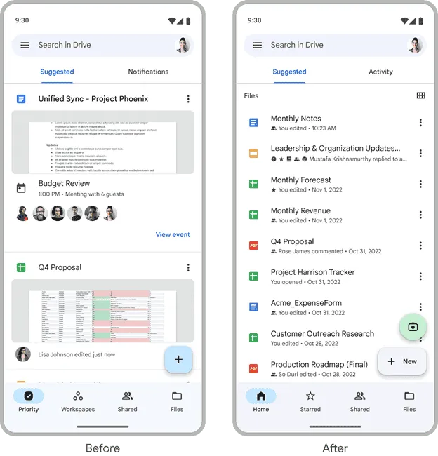 google drive suggested view android