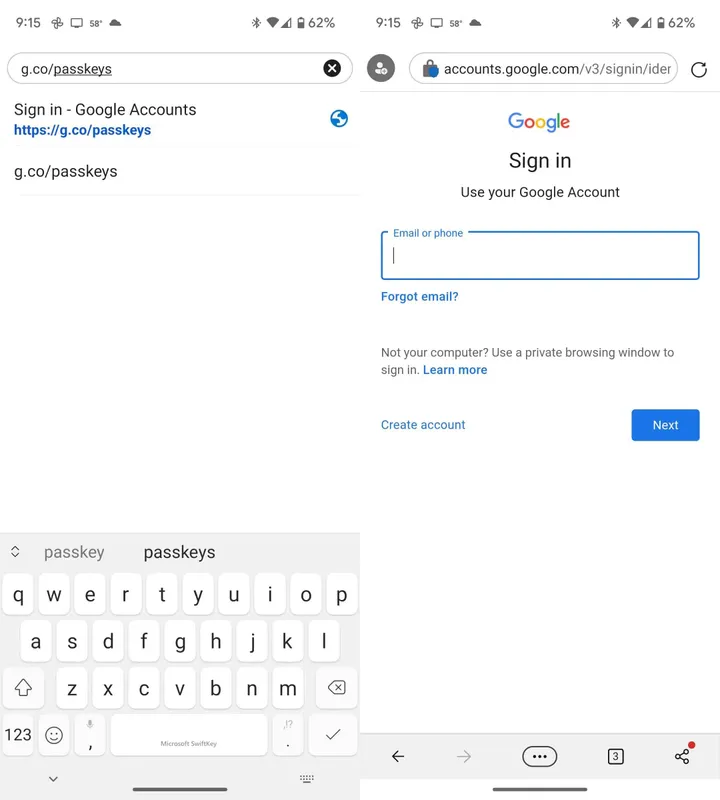 google passkeys device selection