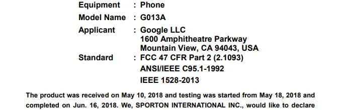 google pixel 3 3 xl fcc 00
