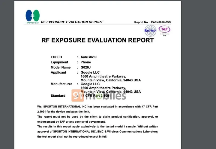 google pixel 4 fcc filing