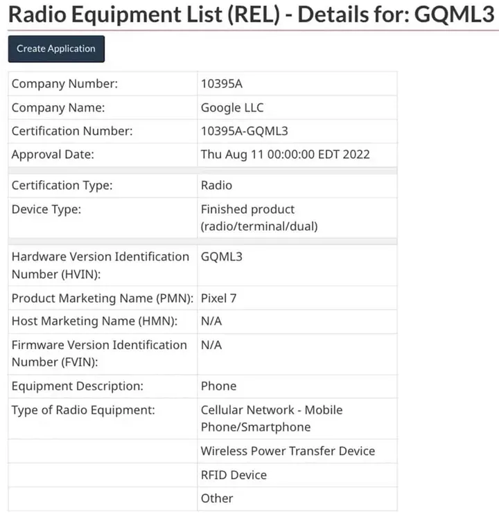 google pixel 7 series rel canada certification