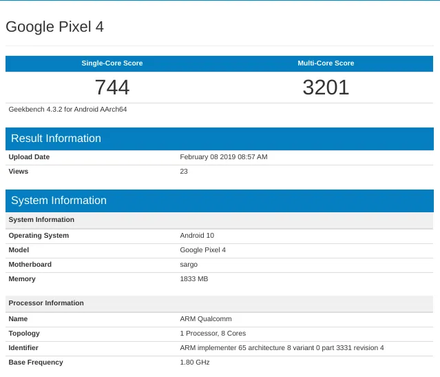 google sargo geekbench 1