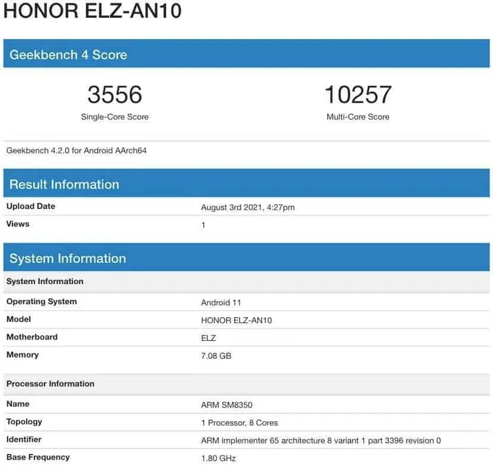 honor magic 3 elz an10 geekbench