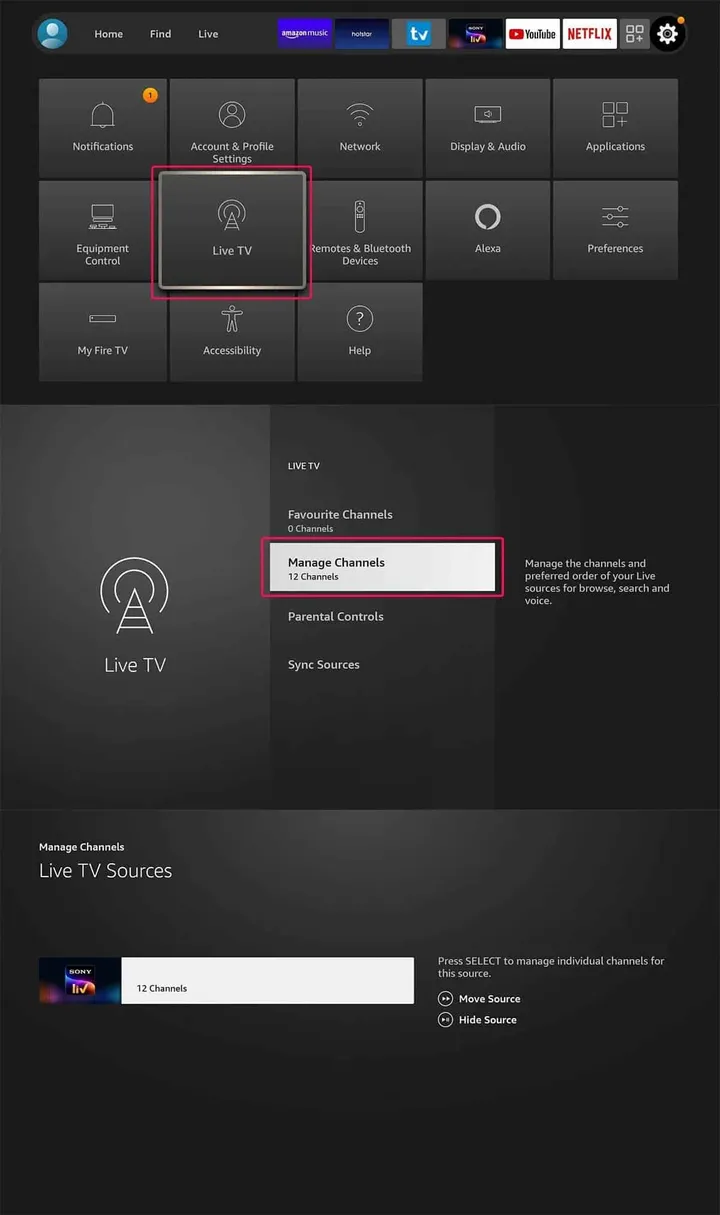 how to collect all live tv channels in one place on fire tv