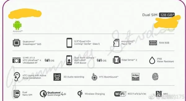 htc u12 leaked spec sheet
