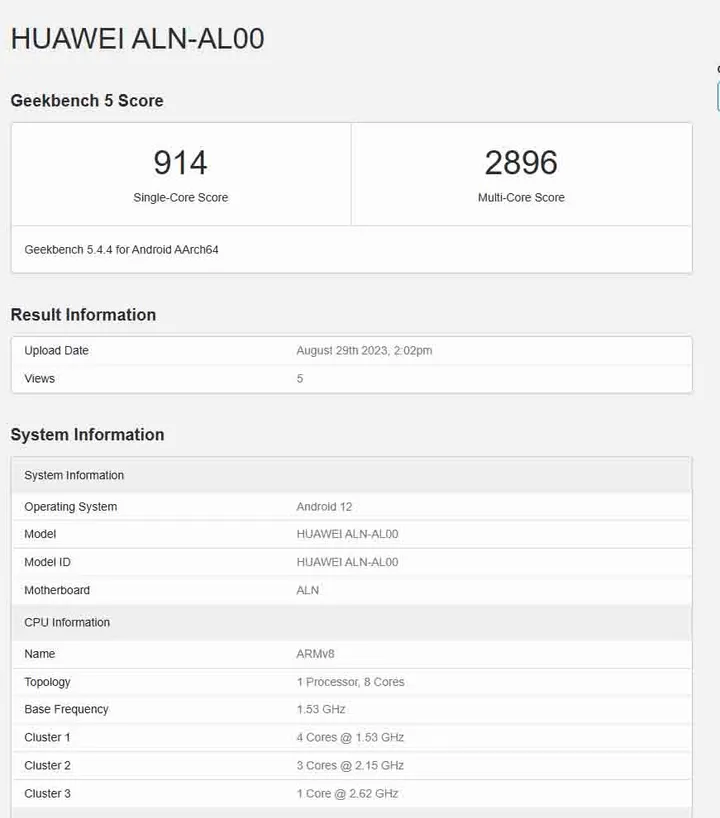 huawei mate 60 pro geekbench 1