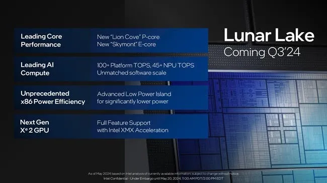 intel lunar lake processor spec