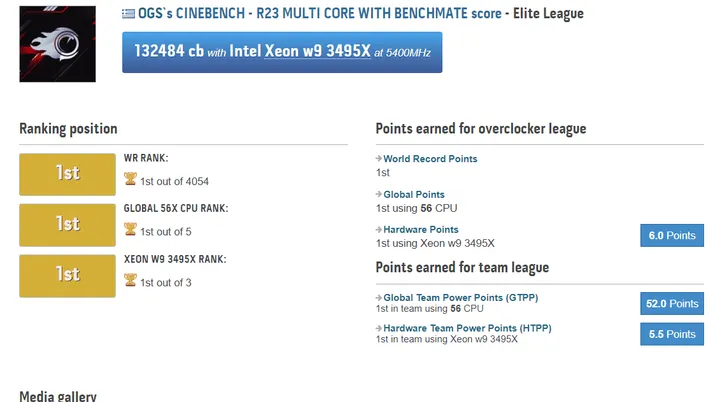 intel xeon w9 3495x world record