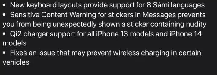 ios 172 qi wireless charging support