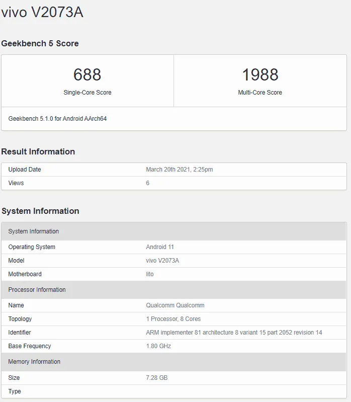 iqoo z3 geekbench