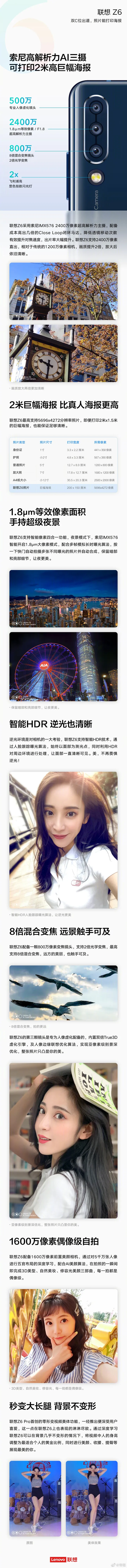 lenovo z6 official camera specs