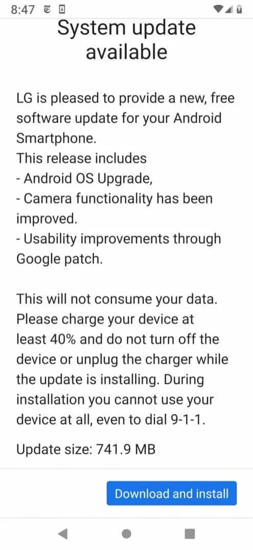 lg g7 one android 10 download