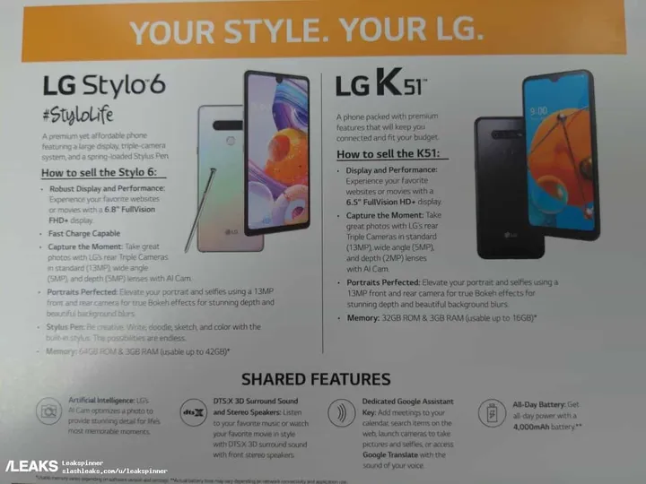 lg stylo 6 render and specs leaked through promotional material