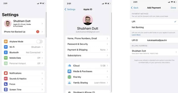 link upi to apple id