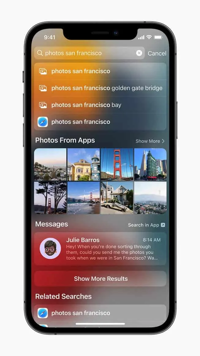 live text and focus search a