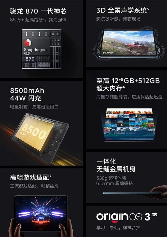 main highlights of iqoo pad air