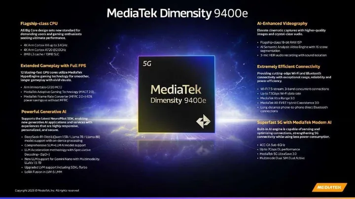 mediatek dimensity 9400e