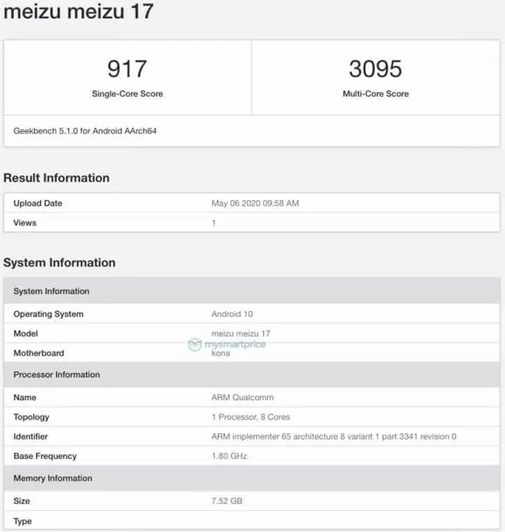 meizu 17 geekbench